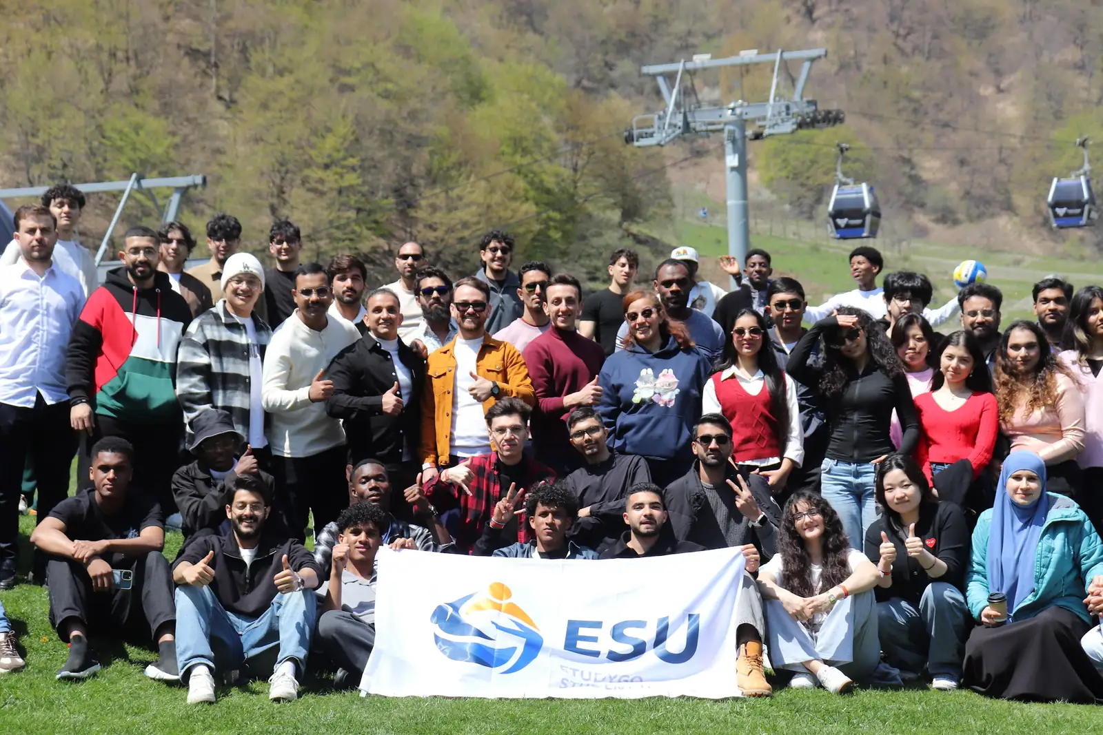 EtudyGo Student Union members with the ESU banner on the Gabala trip