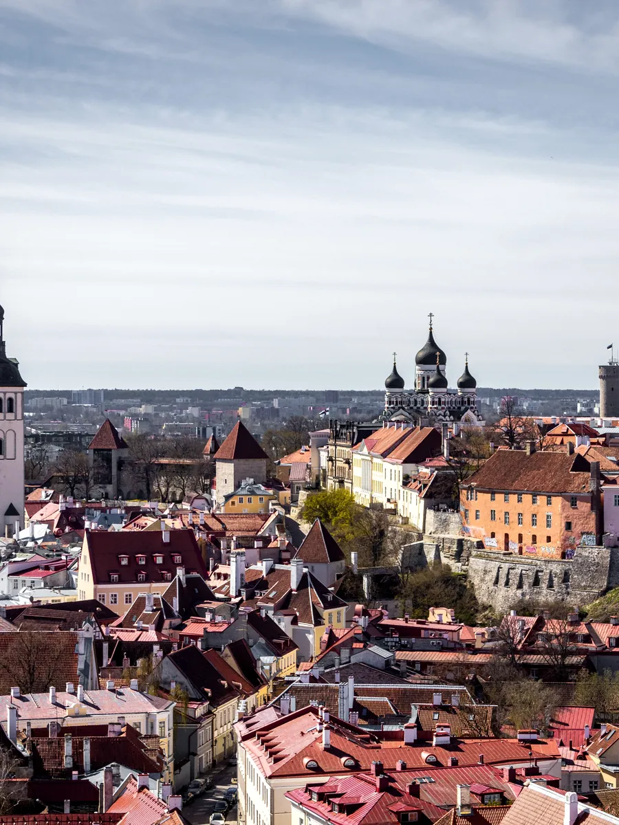 The rooftops of Tallinn old town with Alexander Nevsky Cathedral